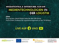 Bild: Banner des #MediaTechTalk vom 08.10.2020 | Medientechnologien in der Logistik © MediaTech Hub Potsdam